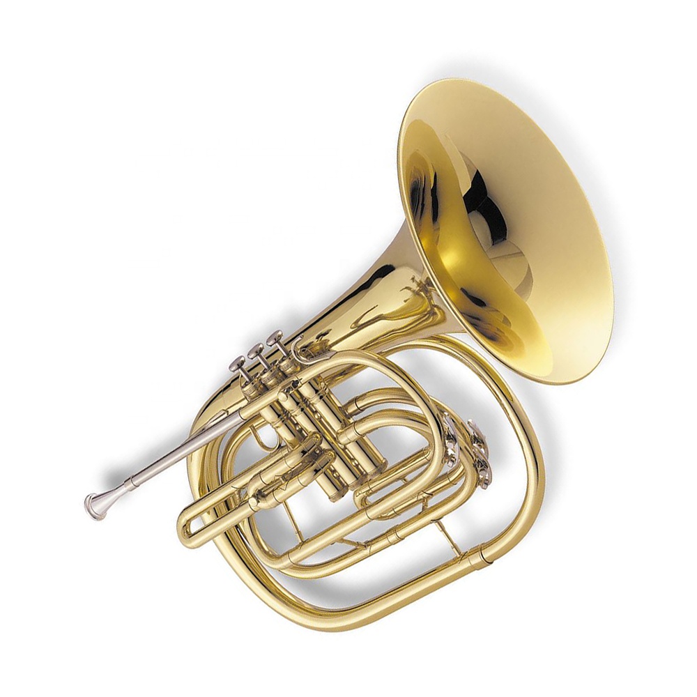 Musical Instrument French - Bb 골드 래커 마감 마칭 프렌치