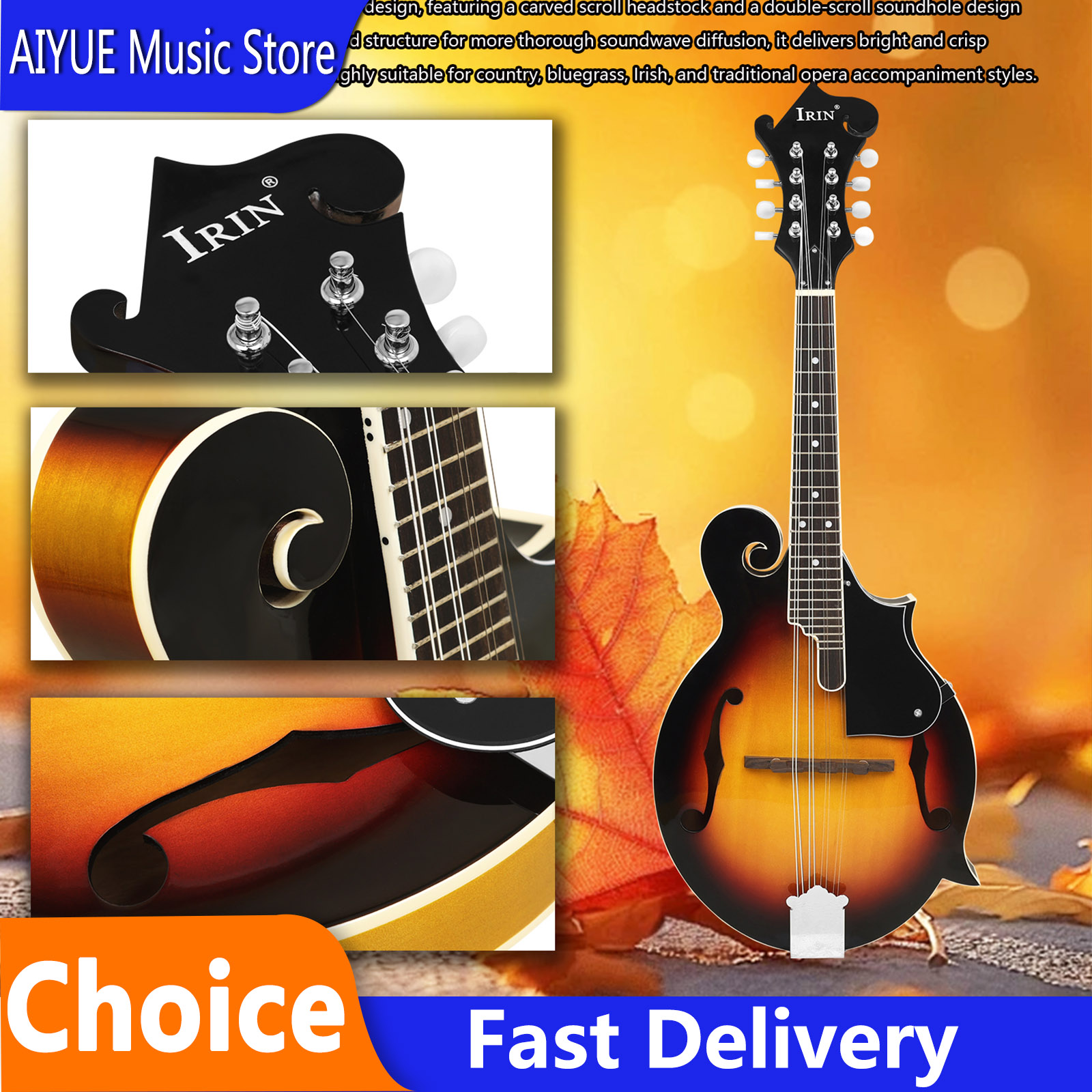 Mandolin A Style - IRIN MD-65 만돌린 베이스우드 F-스타일 어쿠스틱