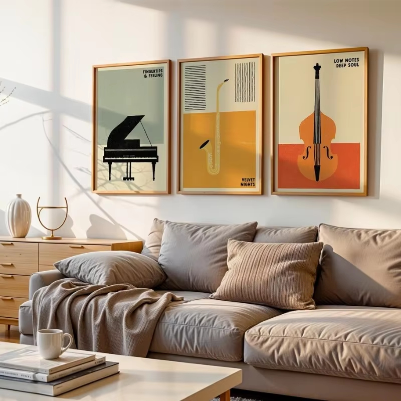 복고풍 중세 팝 음악 악기 포스터 |   90년대 패션 - Musical Instrument Drawing 리뷰 및 가격