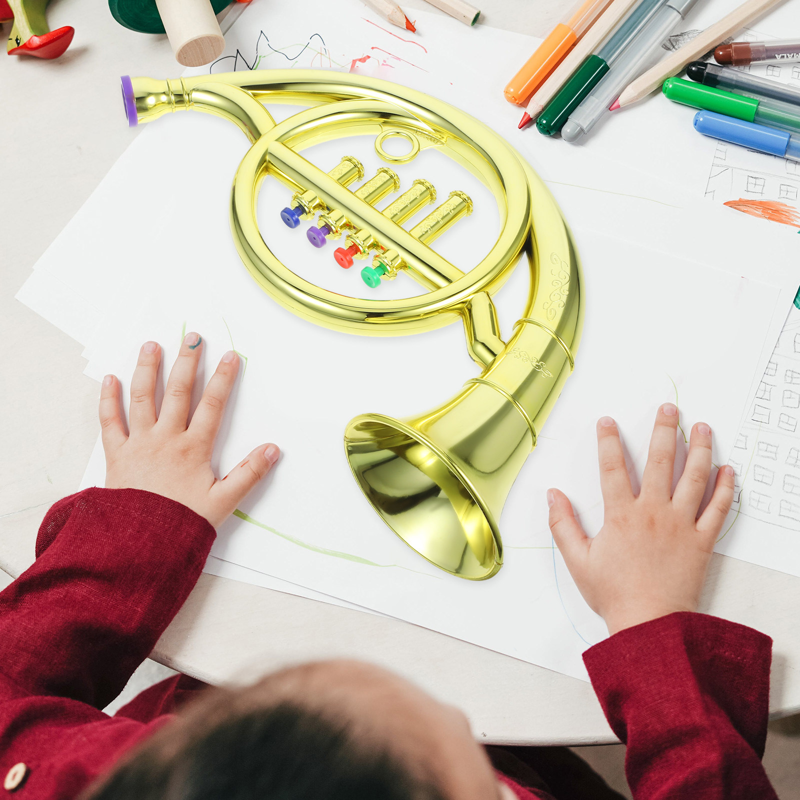 아이들을 위한 실감 나는 교육용 호른 악기, 가볍고 다 - Musical Instrument French 리뷰 및 가격